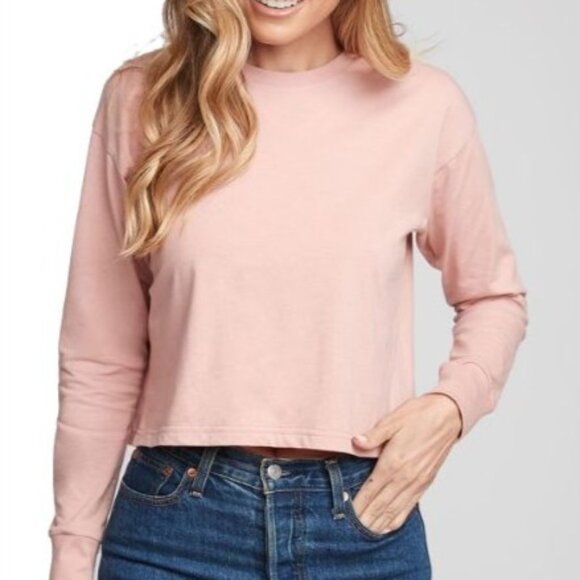Next Level Apparel Cropped Tshirt Womens Large New WOT Dusty Rose Long Sleeve - Picture 1 of 7
